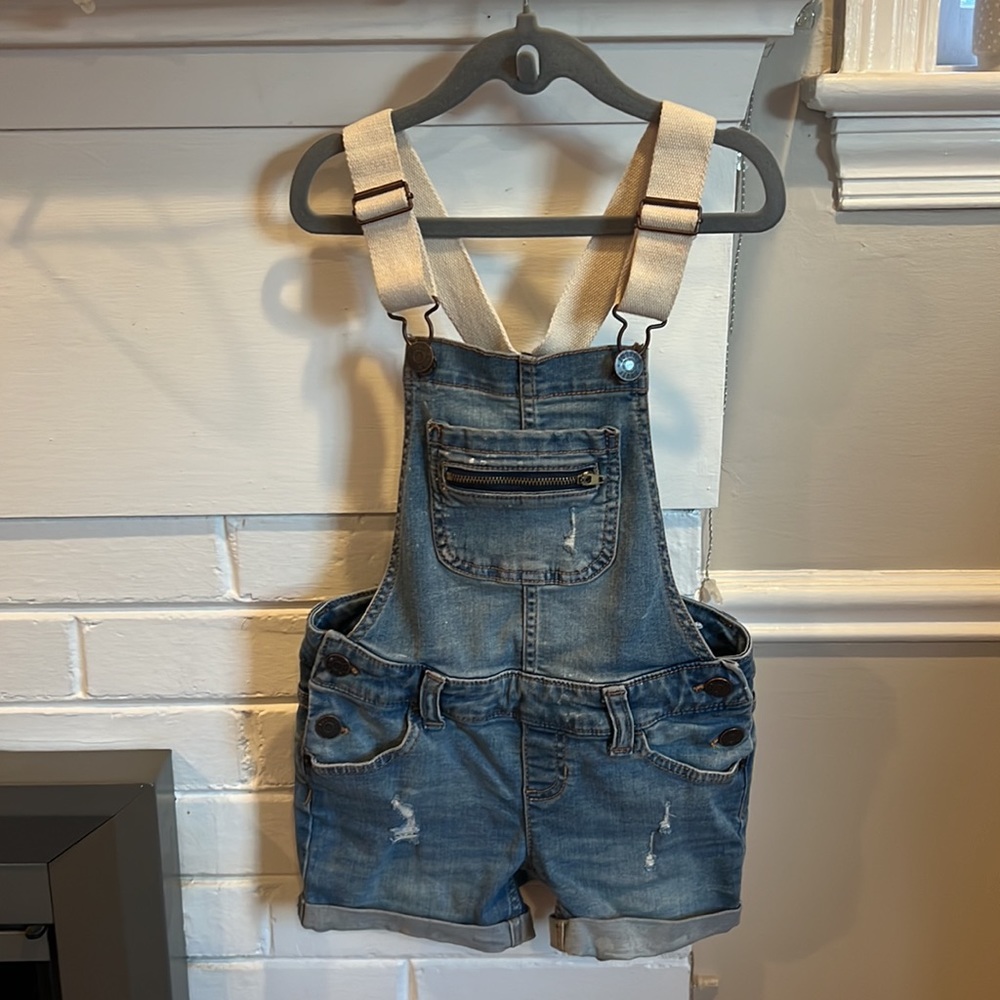 Justice Denim Short Overalls Shortalls Girls size 7